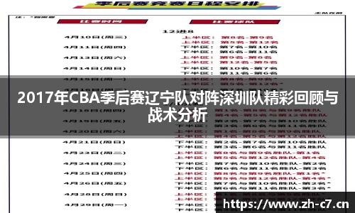 2017年CBA季后赛辽宁队对阵深圳队精彩回顾与战术分析